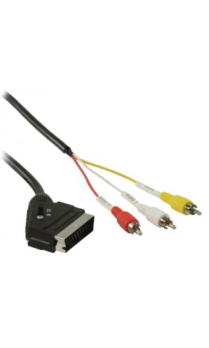 Conexión Scart a 3 RCA con Interruptor 1 mts