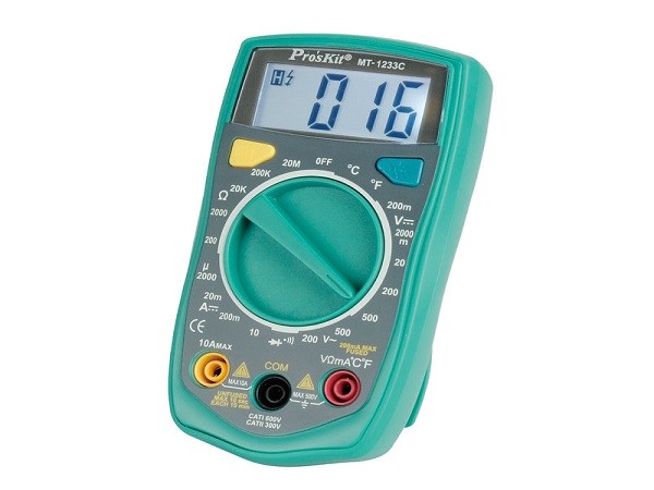 Multímetro digital con test de temperatura - Multímetro digital 3 1/2 dígitos con test de temperatura.Modelo MT-1233C